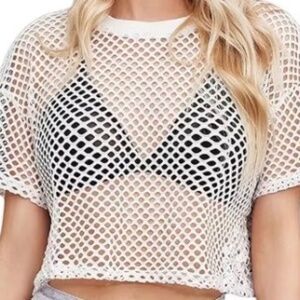 Forever 21 white fishnet short sleeve